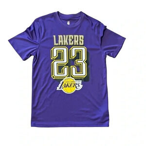NBA Los Angeles Lakers Lebron James 23‎ Mens Small Tshirt Purple Yellow EUC